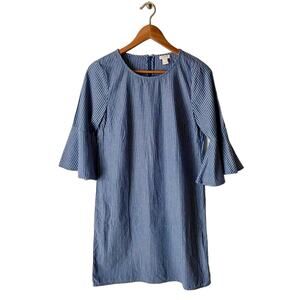 J. Crew Chambray Pinstripe Bell-Sleeve Dress Size 2
